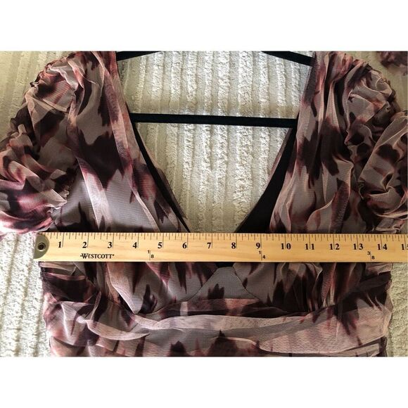 Zara Brown Draped Tulle Mini Dress Size M - Picture 10 of 14